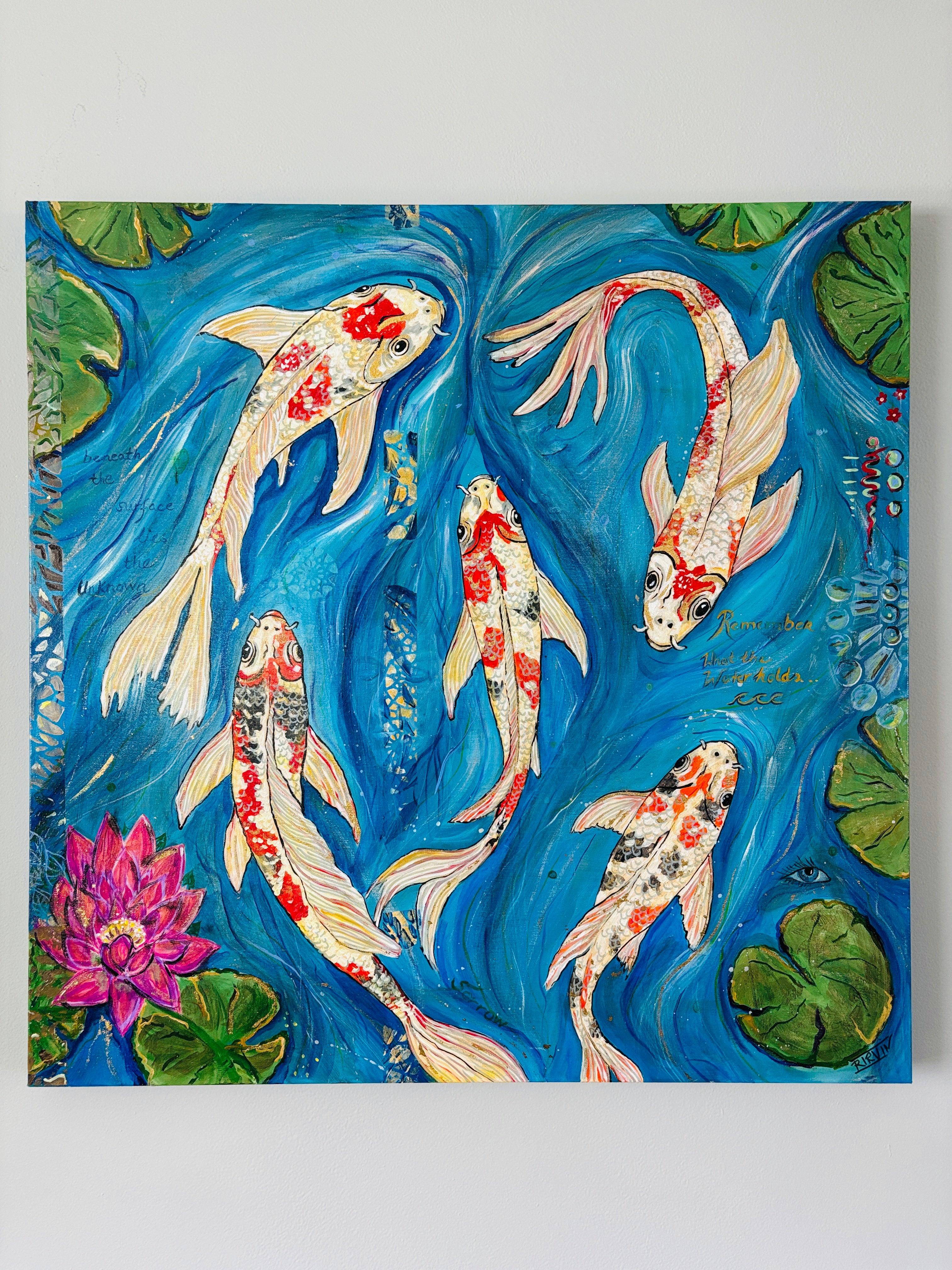Where Koi Remember — signed fine art print by Rita Irvin, limited edition archival koi art