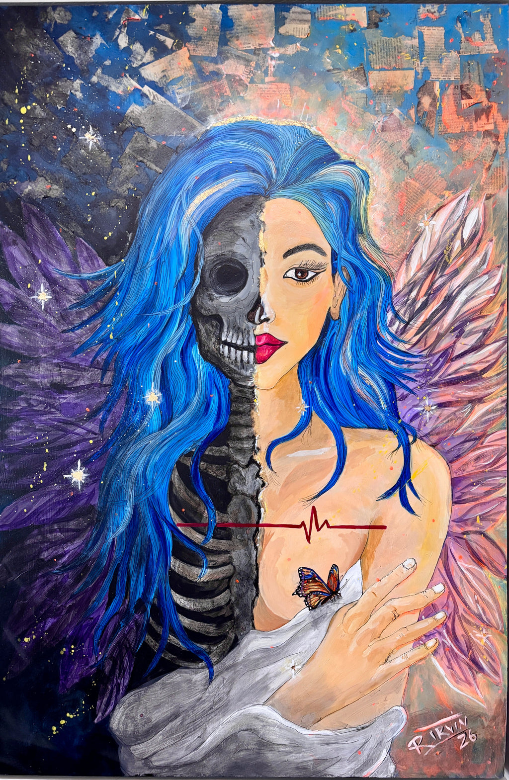 Silence Under the Skin — original mixed media painting on wood by Rita Irvin